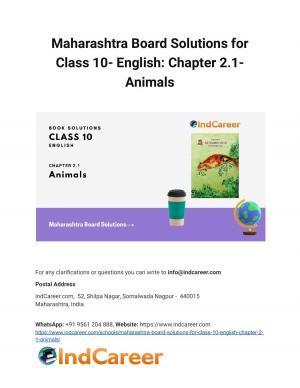 Maharashtra Board Solutions for Class 10- English: Chapter 2.1- Animals