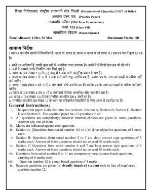 Edudel Class 7 Social Science Sample Question Paper