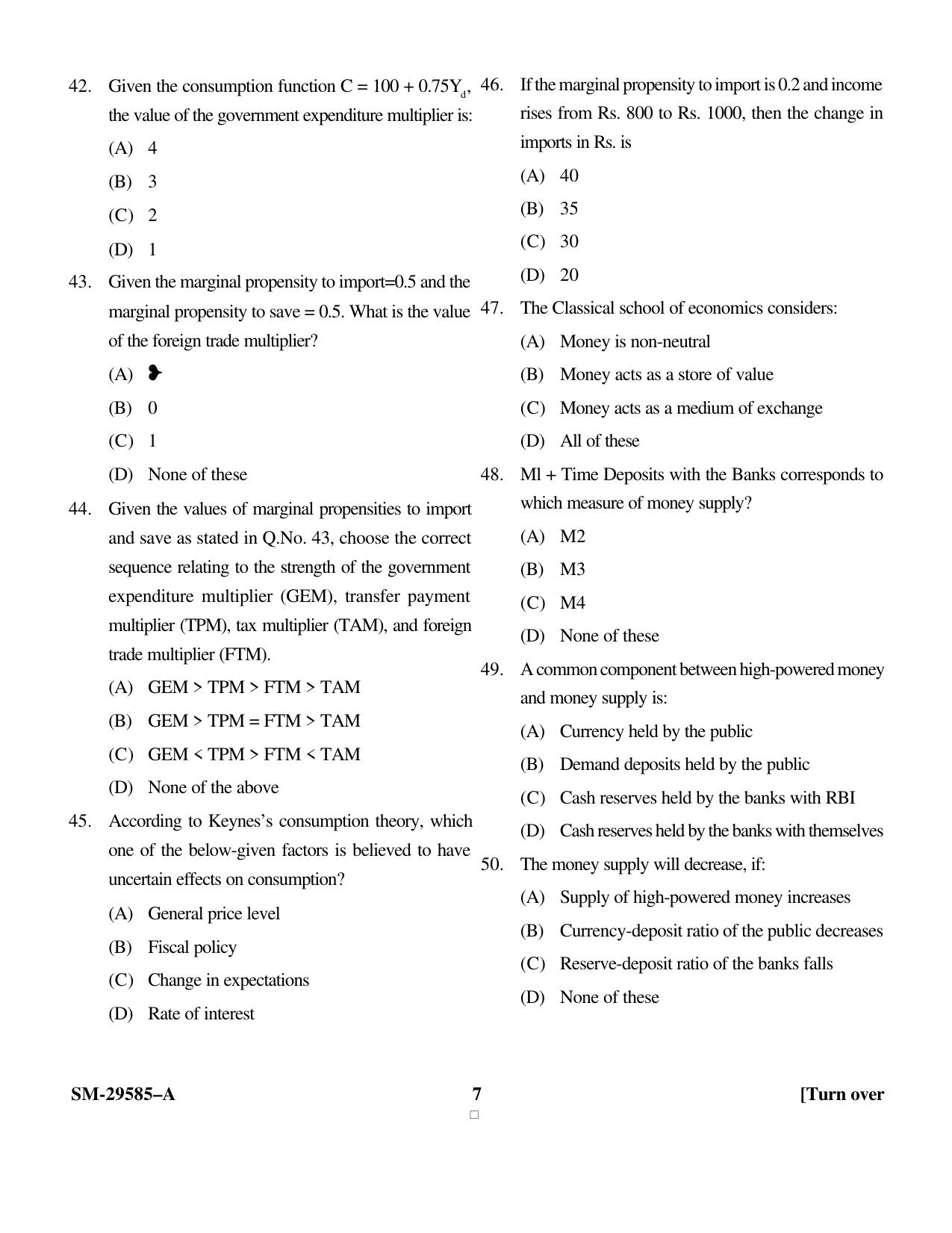 KUET 2023 M.A. Economics Question Paper - Page 7