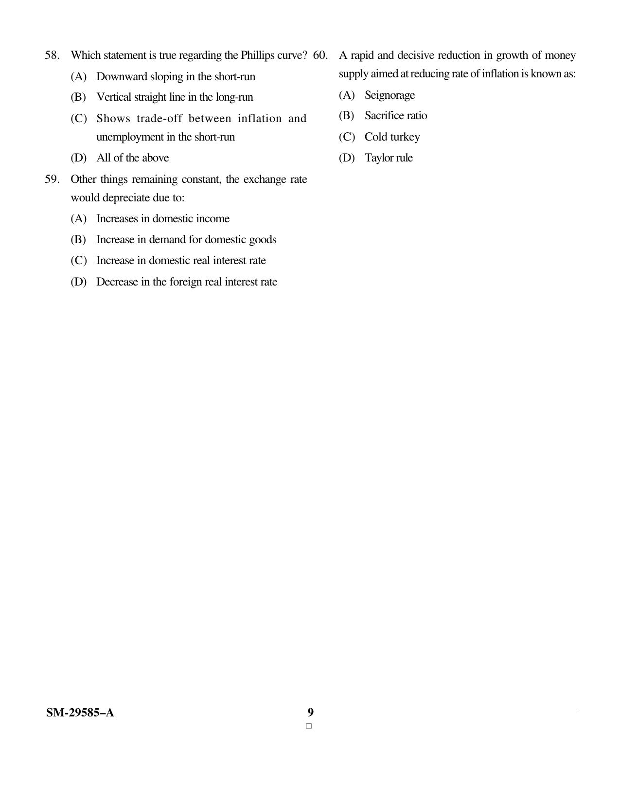 KUET 2023 M.A. Economics Question Paper - Page 9