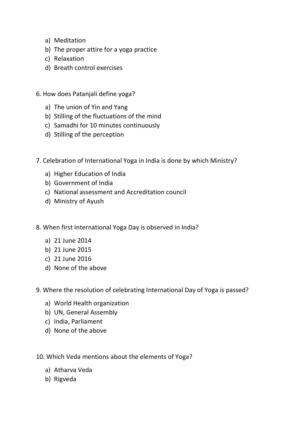 Odisha CPET YOGA & NATUROPATHY SET II 2021 Question Paper - Page 2