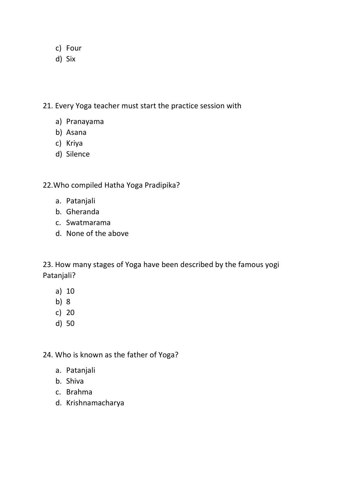 Odisha CPET YOGA & NATUROPATHY SET II 2021 Question Paper - Page 5