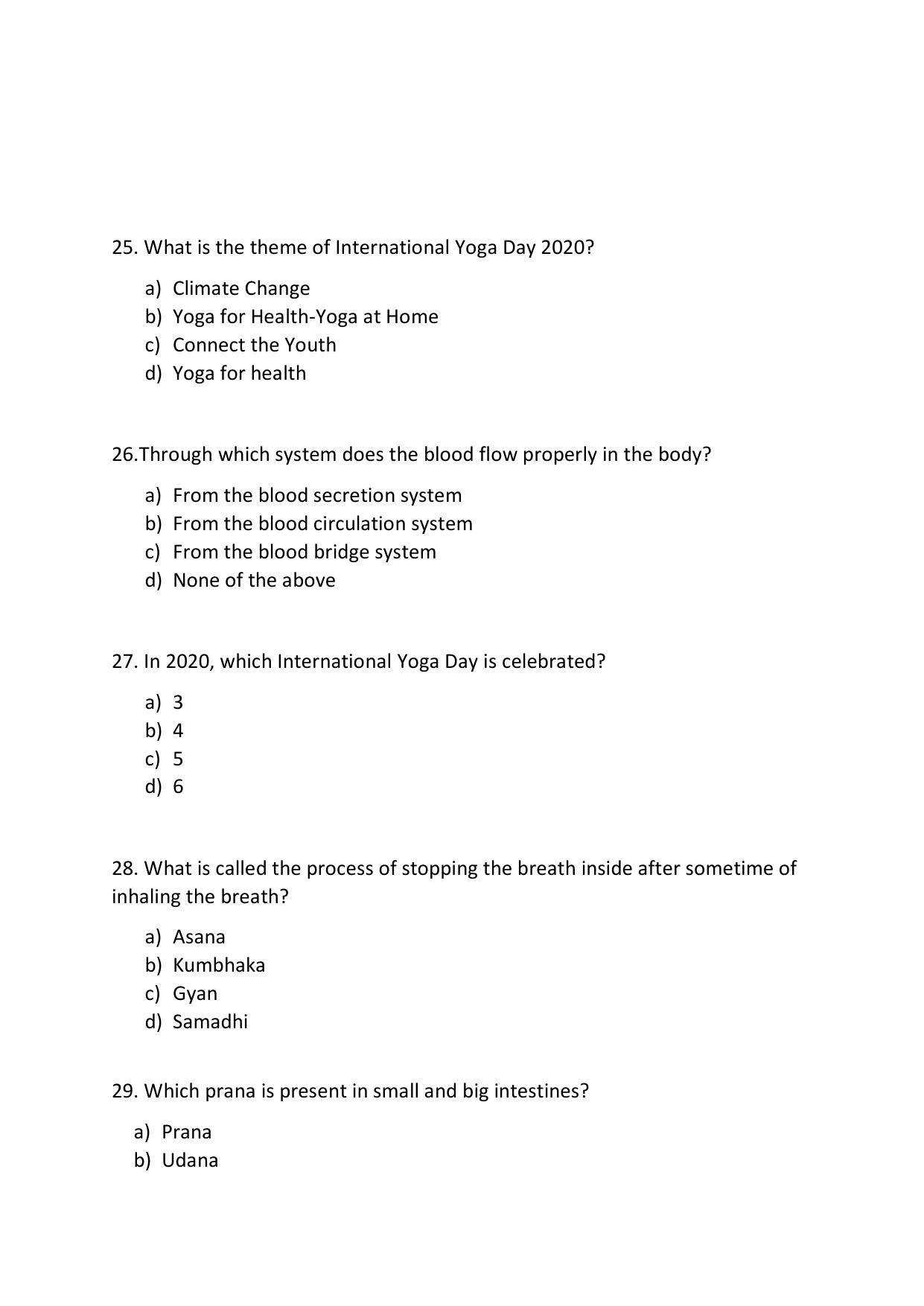 Odisha CPET YOGA & NATUROPATHY SET II 2021 Question Paper - Page 6