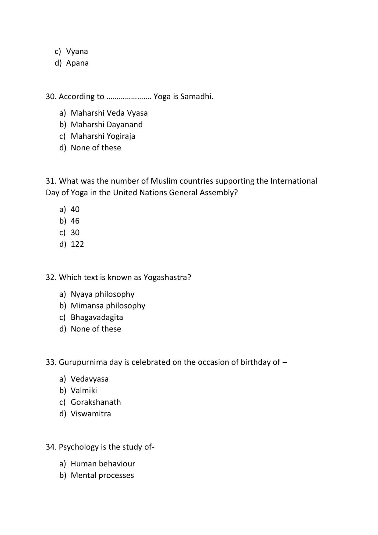 Odisha CPET YOGA & NATUROPATHY SET II 2021 Question Paper - Page 7