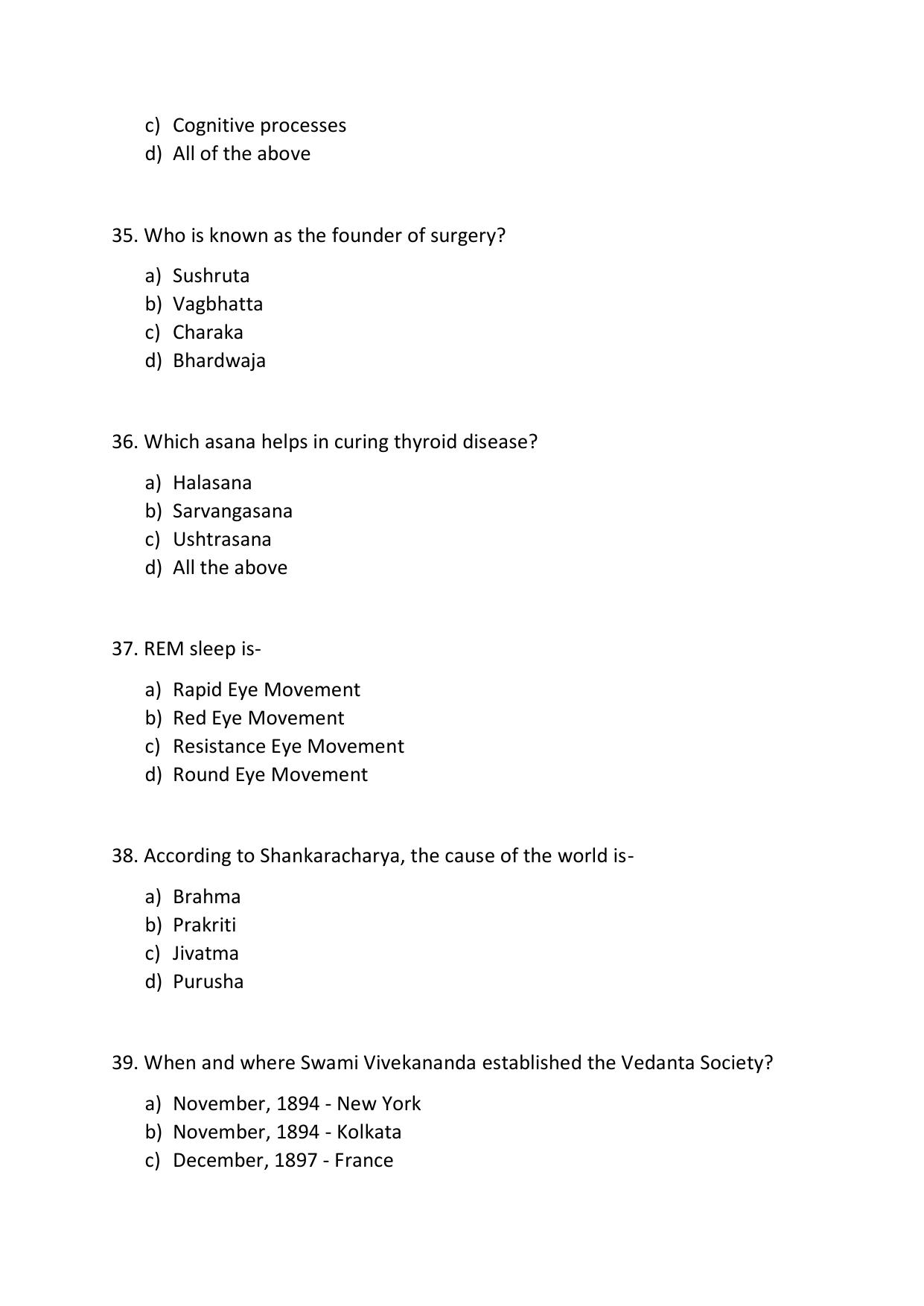 Odisha CPET YOGA & NATUROPATHY SET II 2021 Question Paper - Page 8