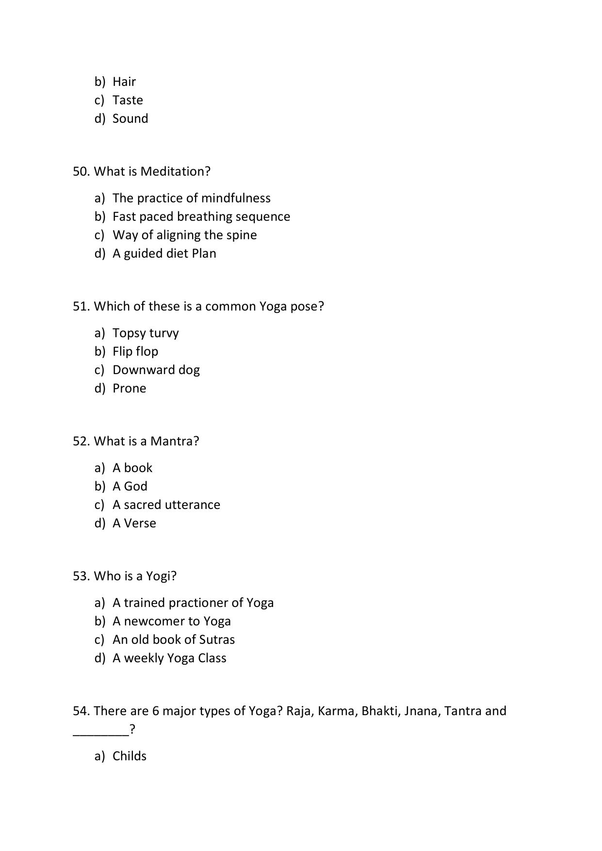 Odisha CPET YOGA & NATUROPATHY SET II 2021 Question Paper - Page 11