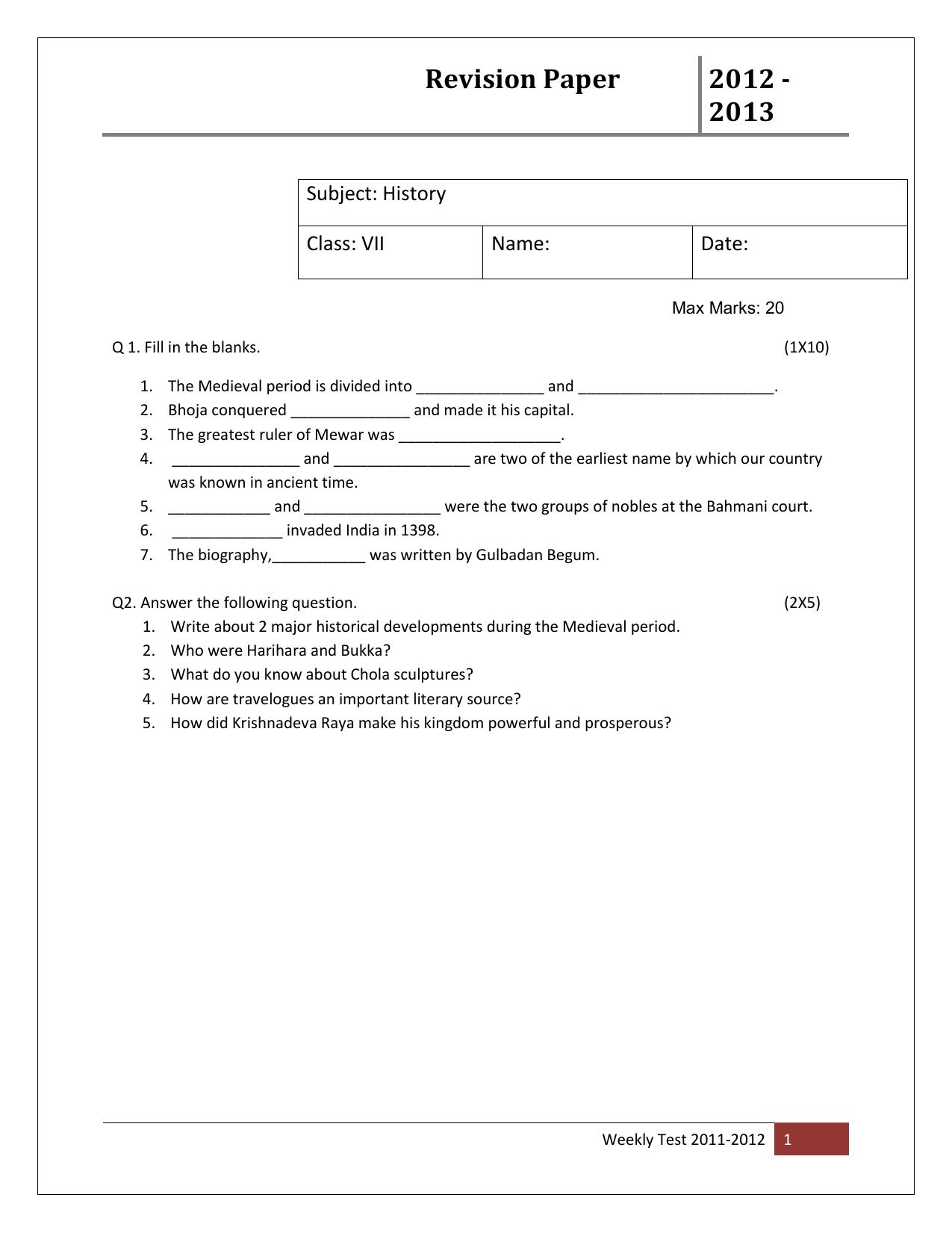 CBSE Class 7 Social Science Eighteenth-Century Political Formations Map Worksheets - Page 1