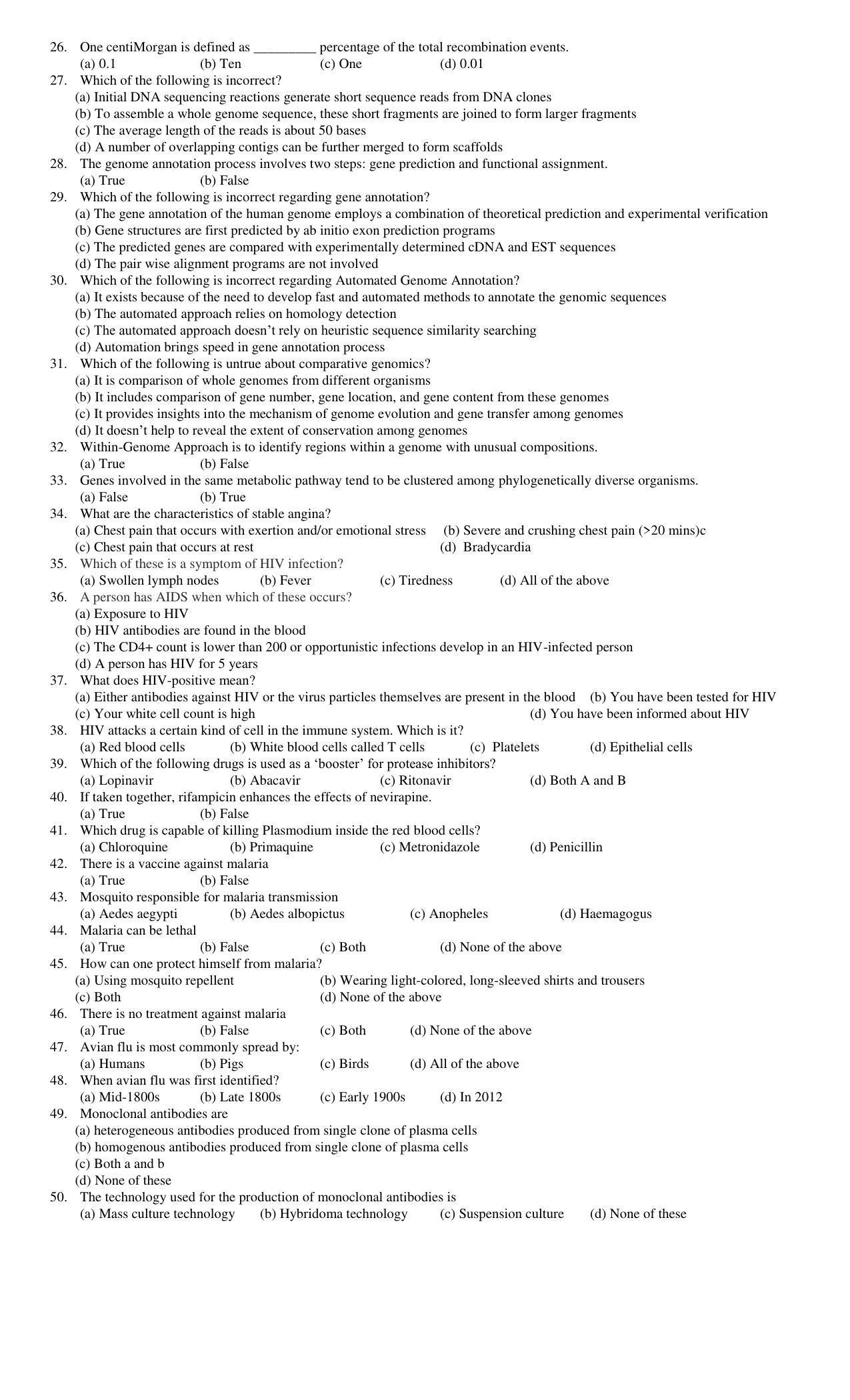 Hemchand North Gujarat University Sample Paper July-Sept 2021: M.Sc. Semester-III MB - 303  Omics, Inter Phase Microbiology and recent advances in Microbiology  Paper Code – 5203 (Old Course) - Page 2