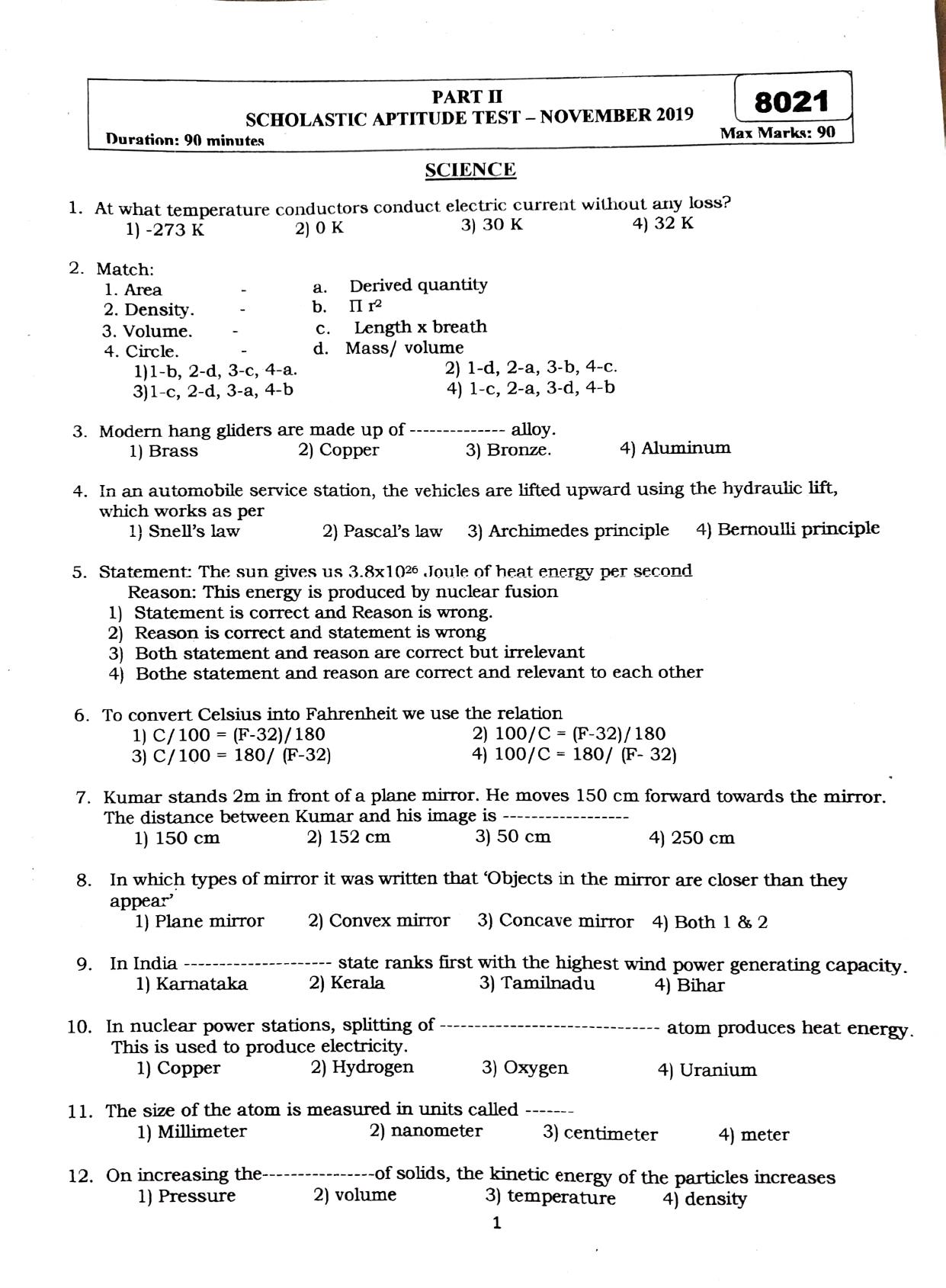 Puducherry NMMS 2019 Question Paper - Page 14