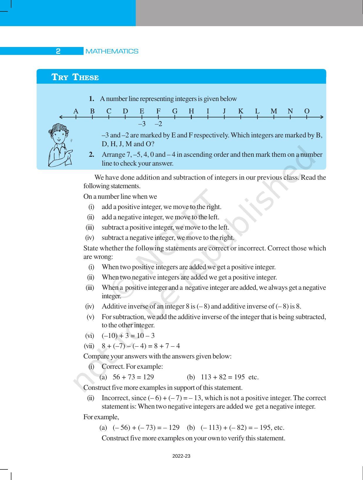 NCERT Book for Class 7 Maths: Chapter 1-Integers - Page 2