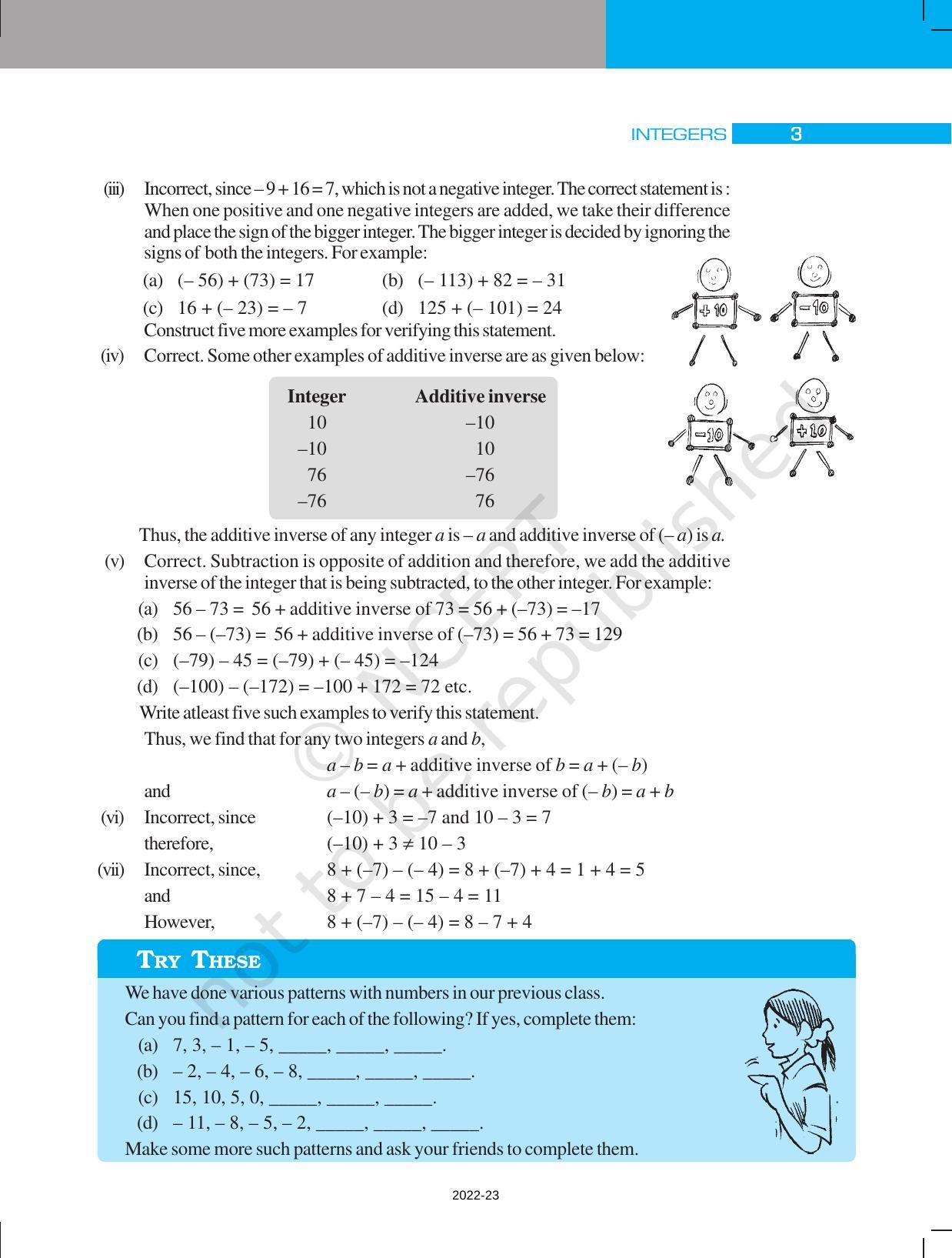 NCERT Book for Class 7 Maths: Chapter 1-Integers - Page 3