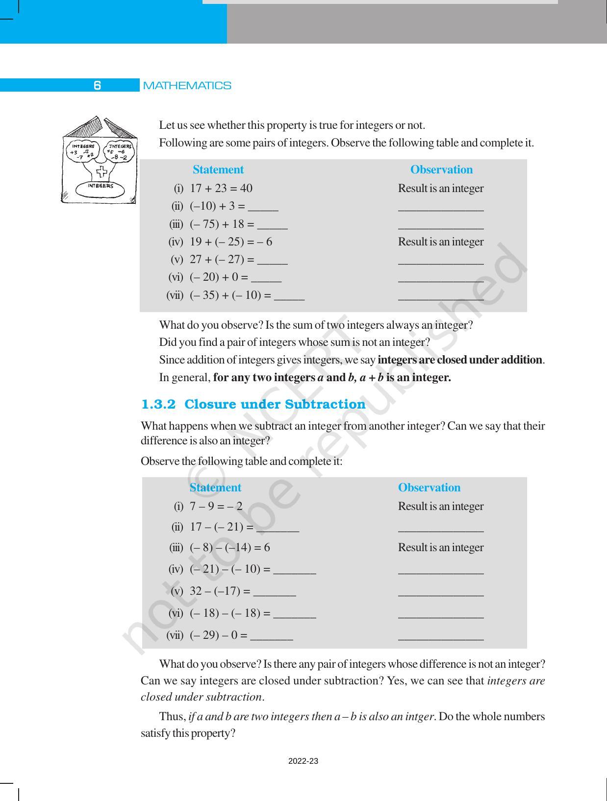 NCERT Book for Class 7 Maths: Chapter 1-Integers - Page 6