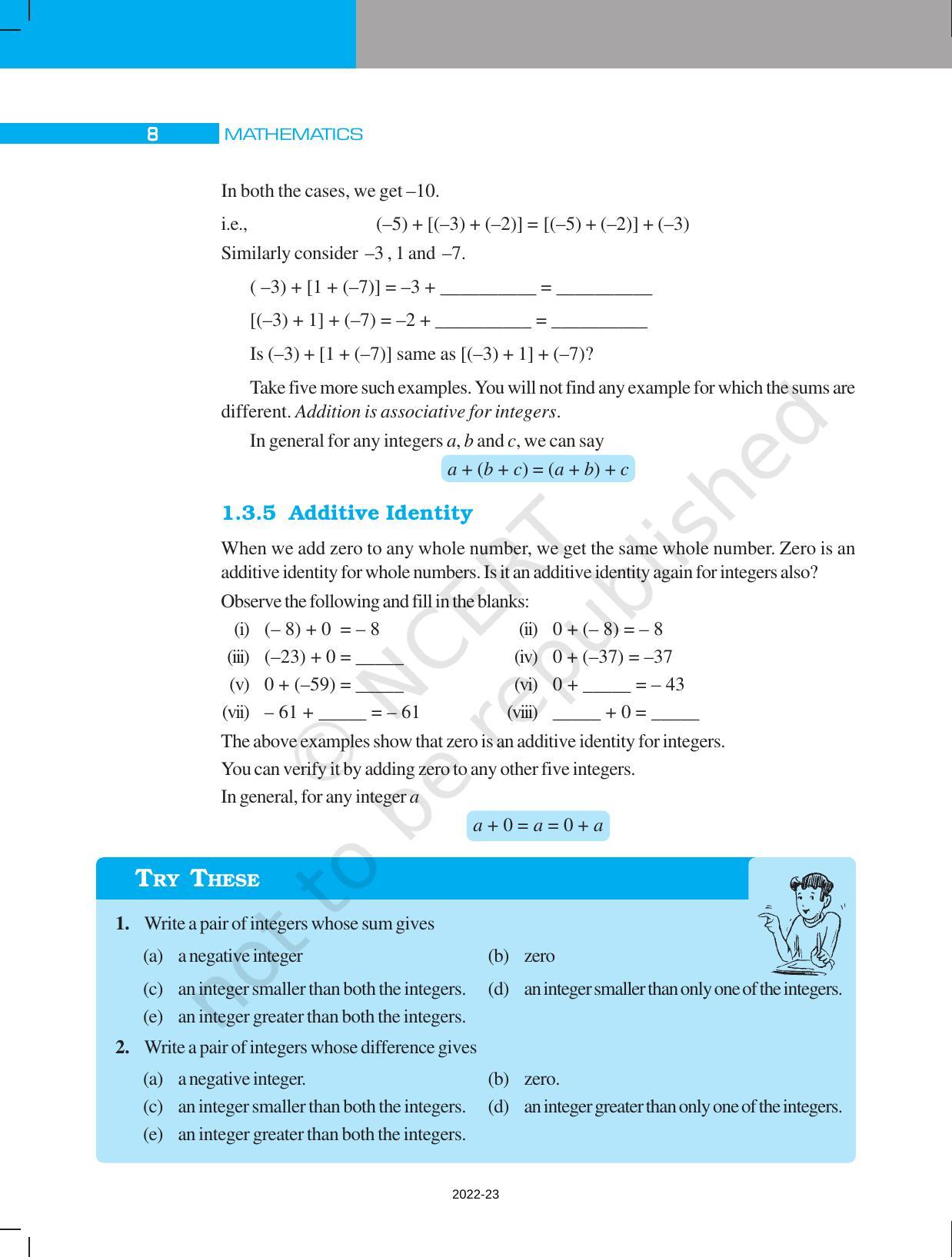NCERT Book for Class 7 Maths: Chapter 1-Integers - Page 8