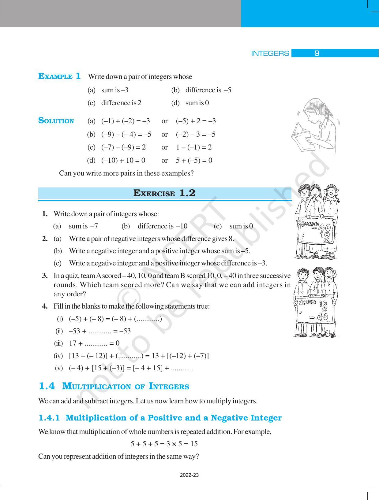 NCERT Book for Class 7 Maths: Chapter 1-Integers - Page 9