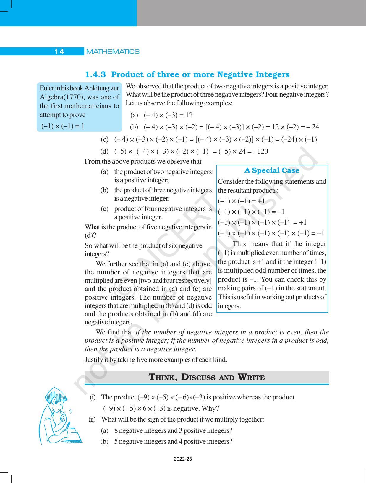 NCERT Book for Class 7 Maths: Chapter 1-Integers - Page 14