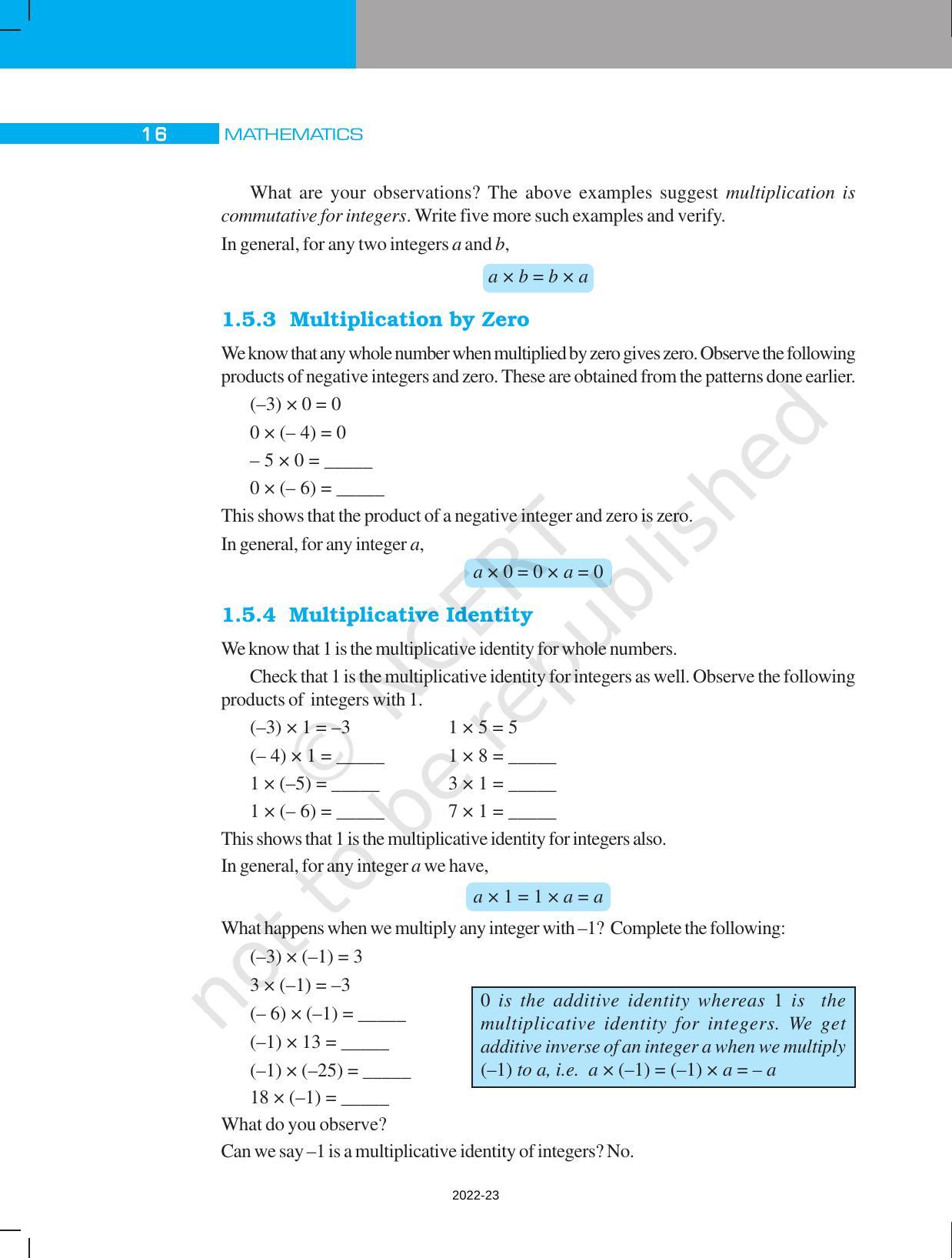 NCERT Book for Class 7 Maths: Chapter 1-Integers - Page 16