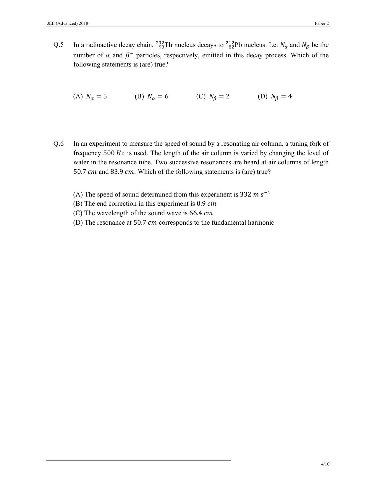 JEE (Advanced) 2018 Paper II Question Paper - Page 4