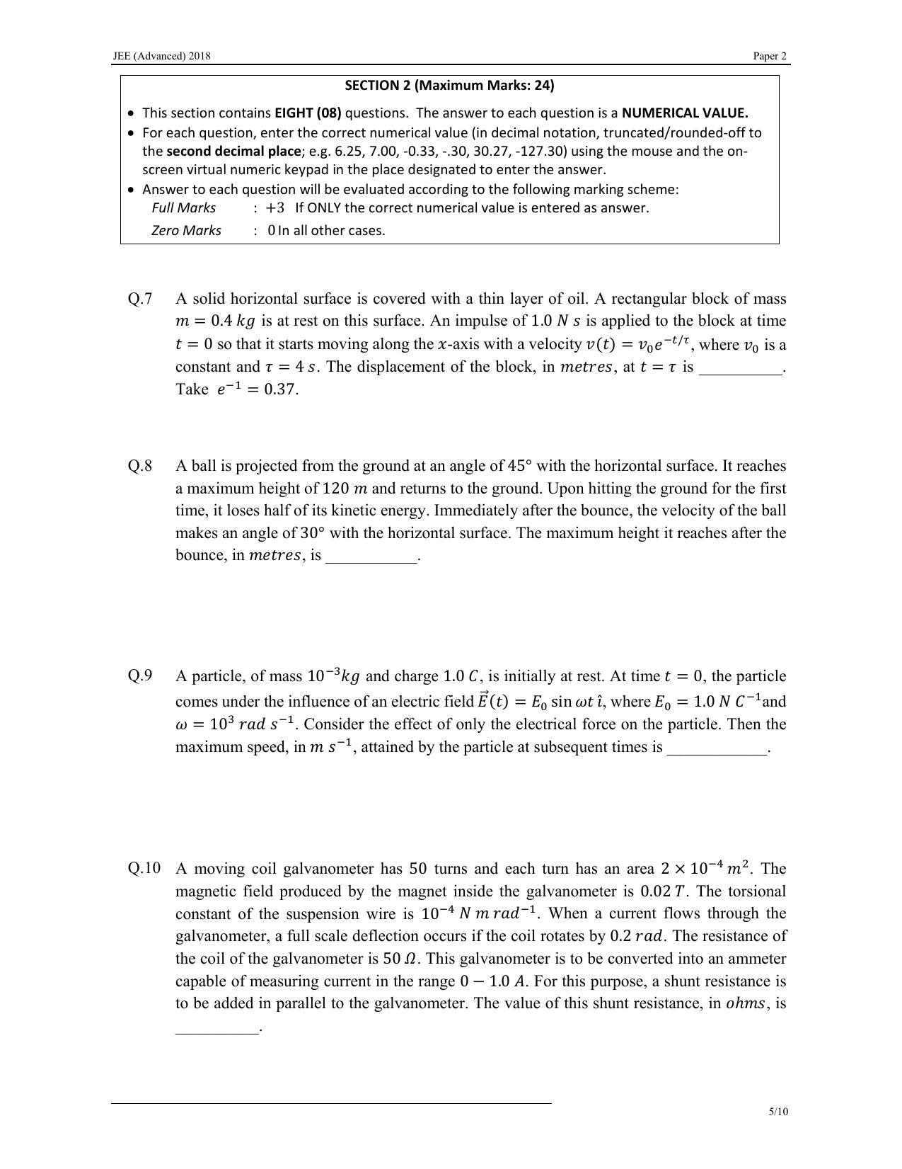 JEE (Advanced) 2018 Paper II Question Paper - Page 5