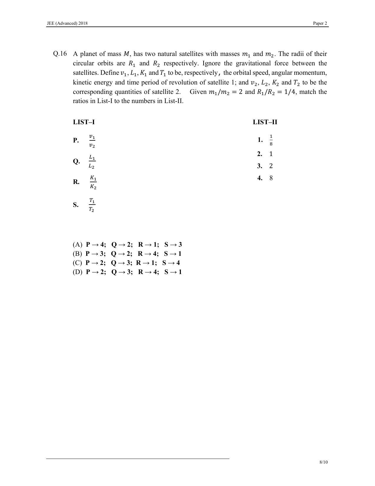JEE (Advanced) 2018 Paper II Question Paper - Page 8