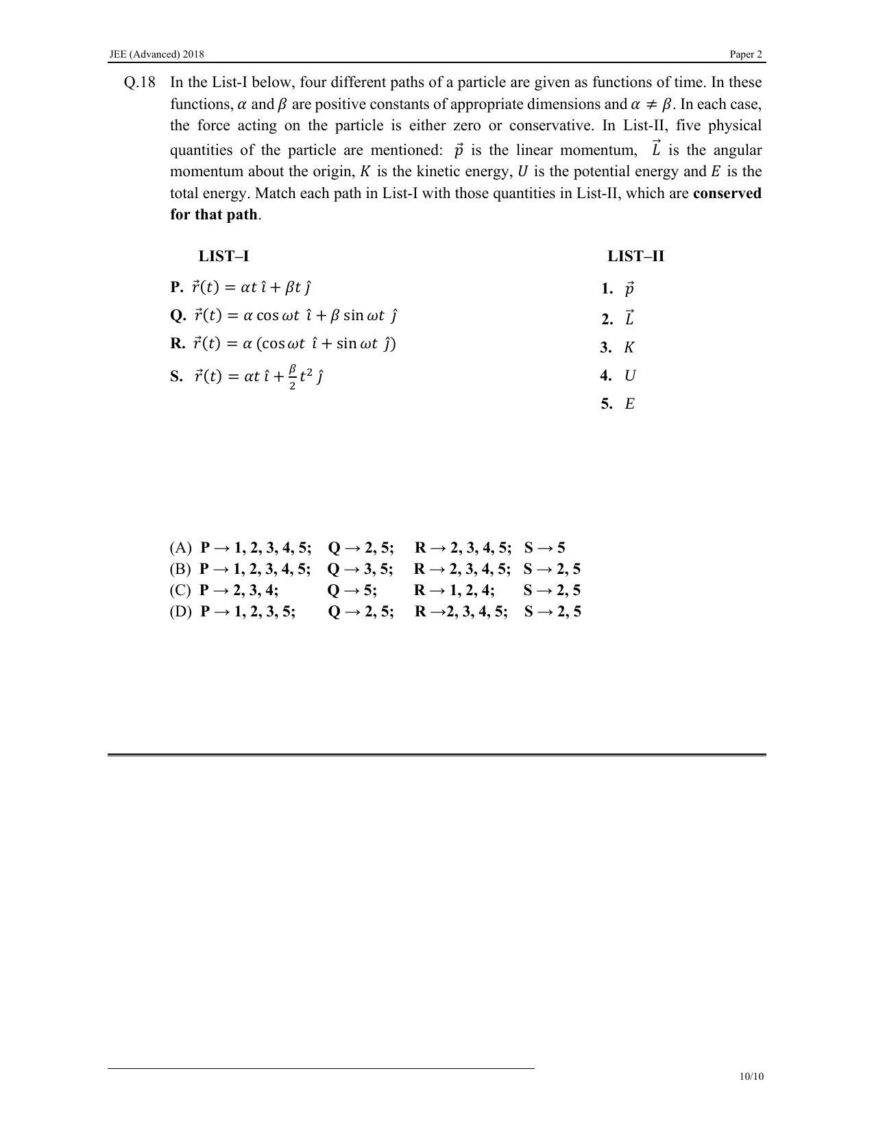 JEE (Advanced) 2018 Paper II Question Paper - Page 10