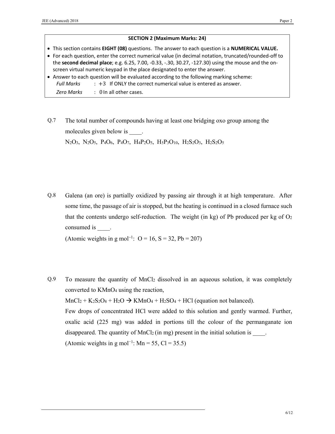 JEE (Advanced) 2018 Paper II Question Paper - Page 16