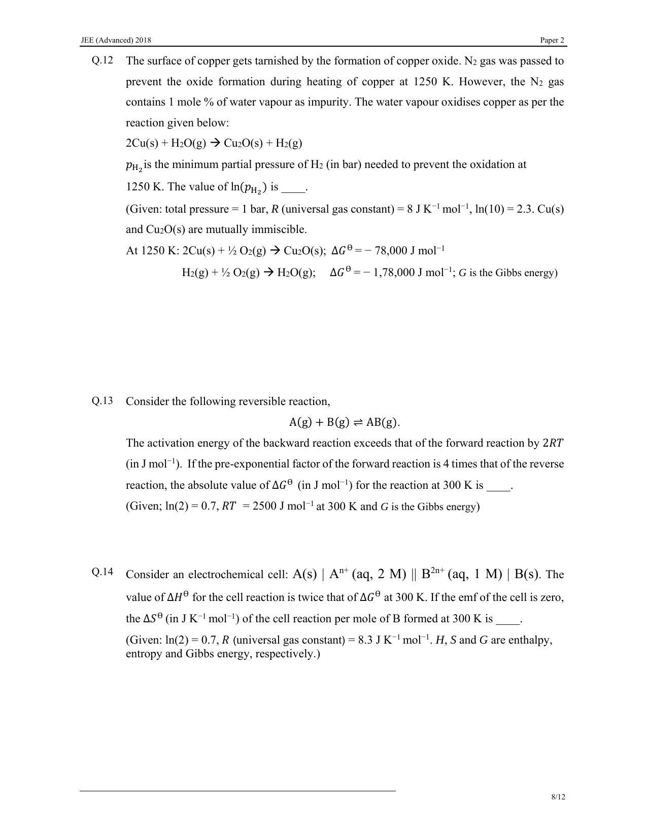 JEE (Advanced) 2018 Paper II Question Paper - Page 18