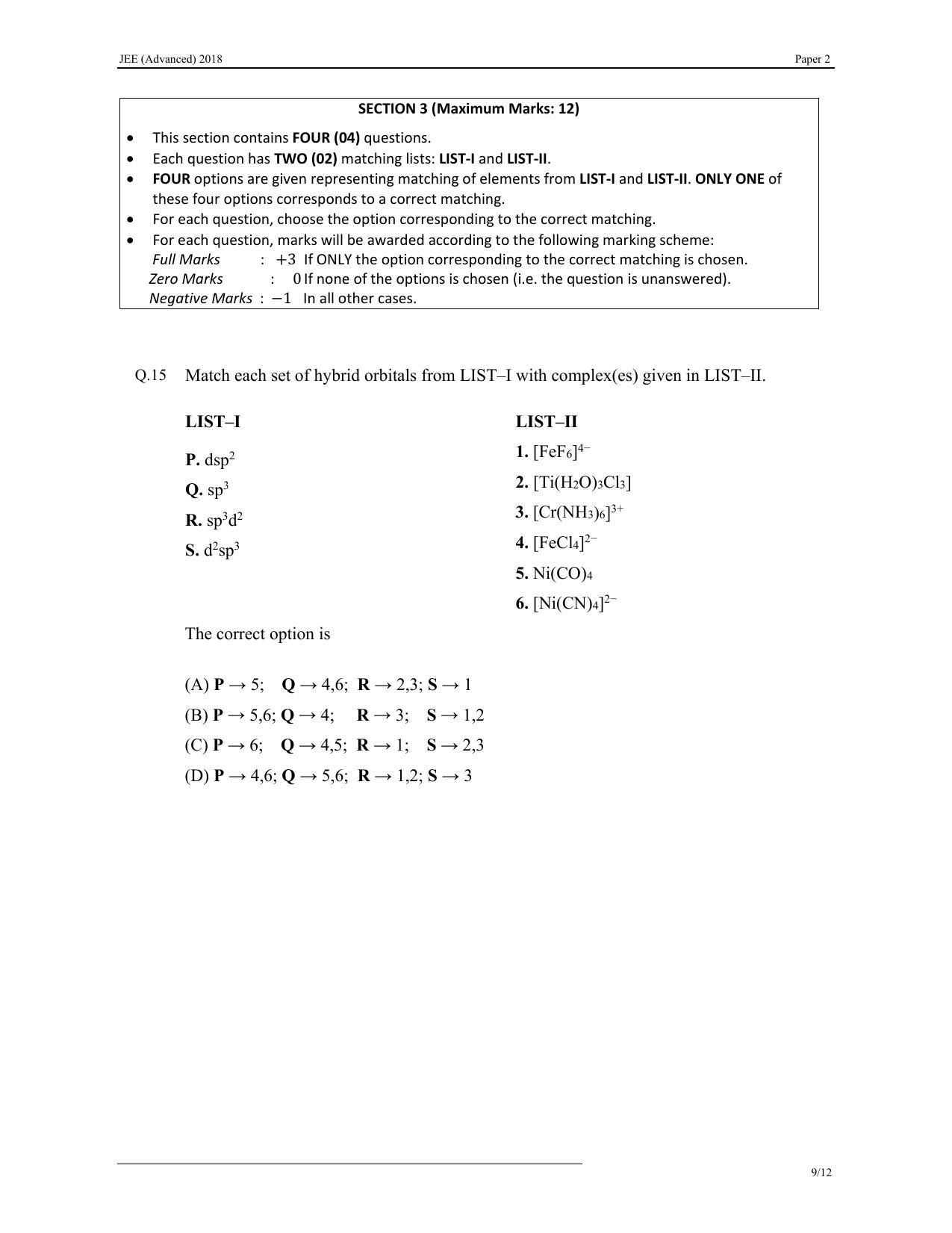 JEE (Advanced) 2018 Paper II Question Paper - Page 19