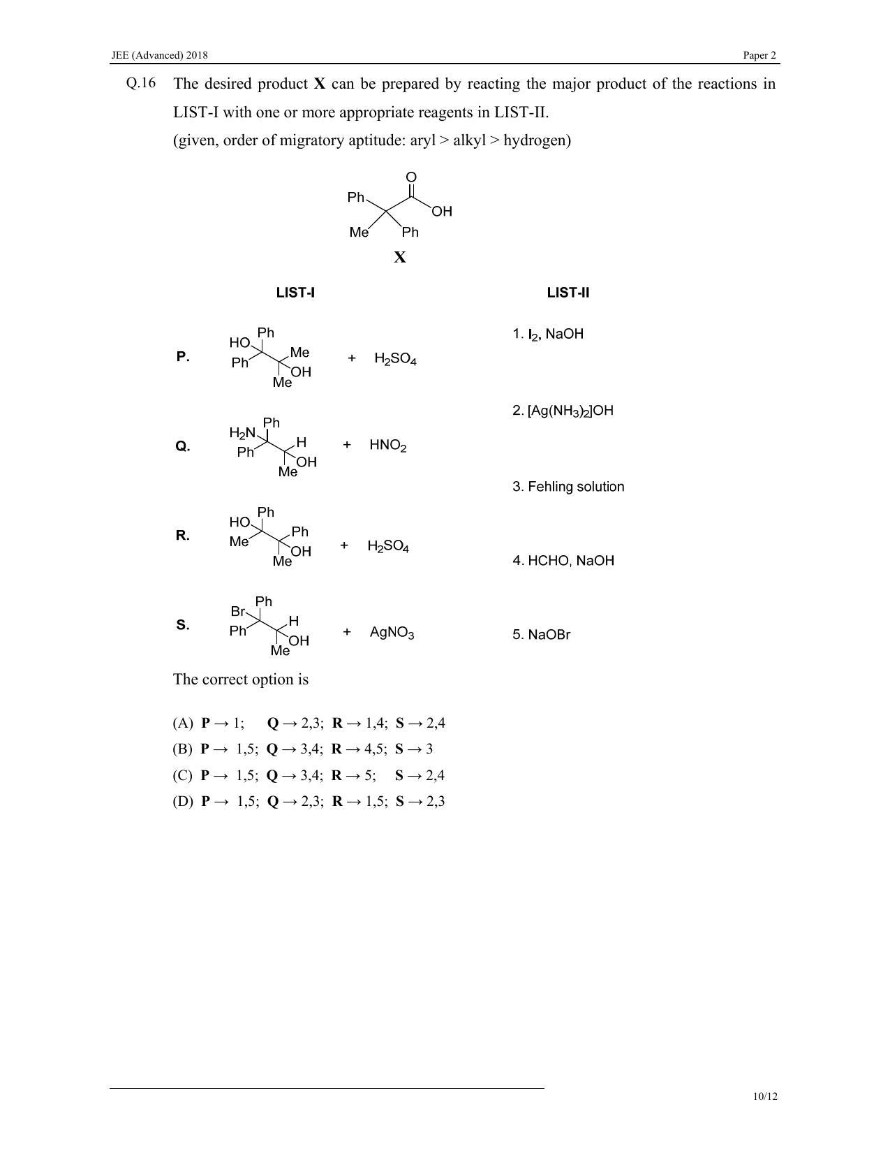 JEE (Advanced) 2018 Paper II Question Paper - Page 20