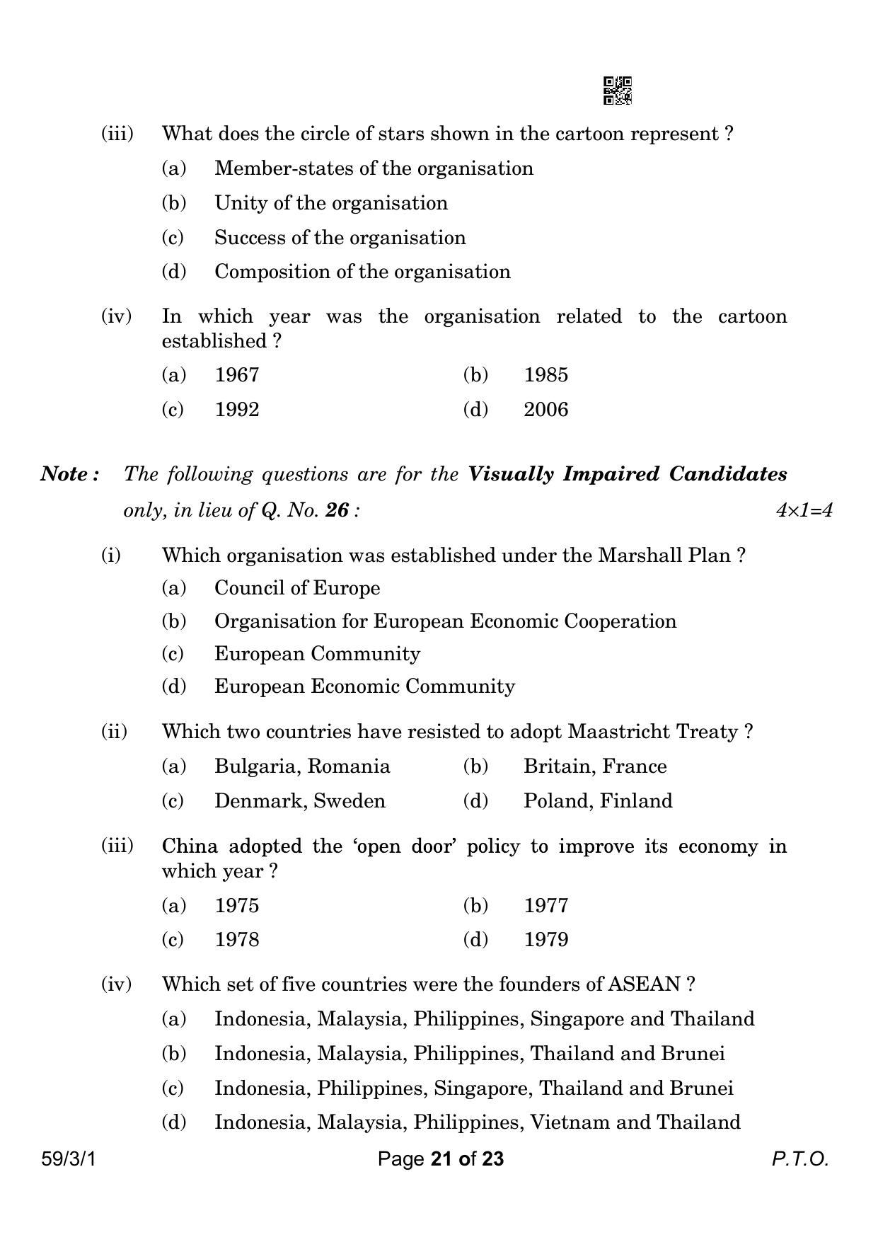 CBSE Class 12 59-3-1 Political Science 2023 Question Paper - Page 21