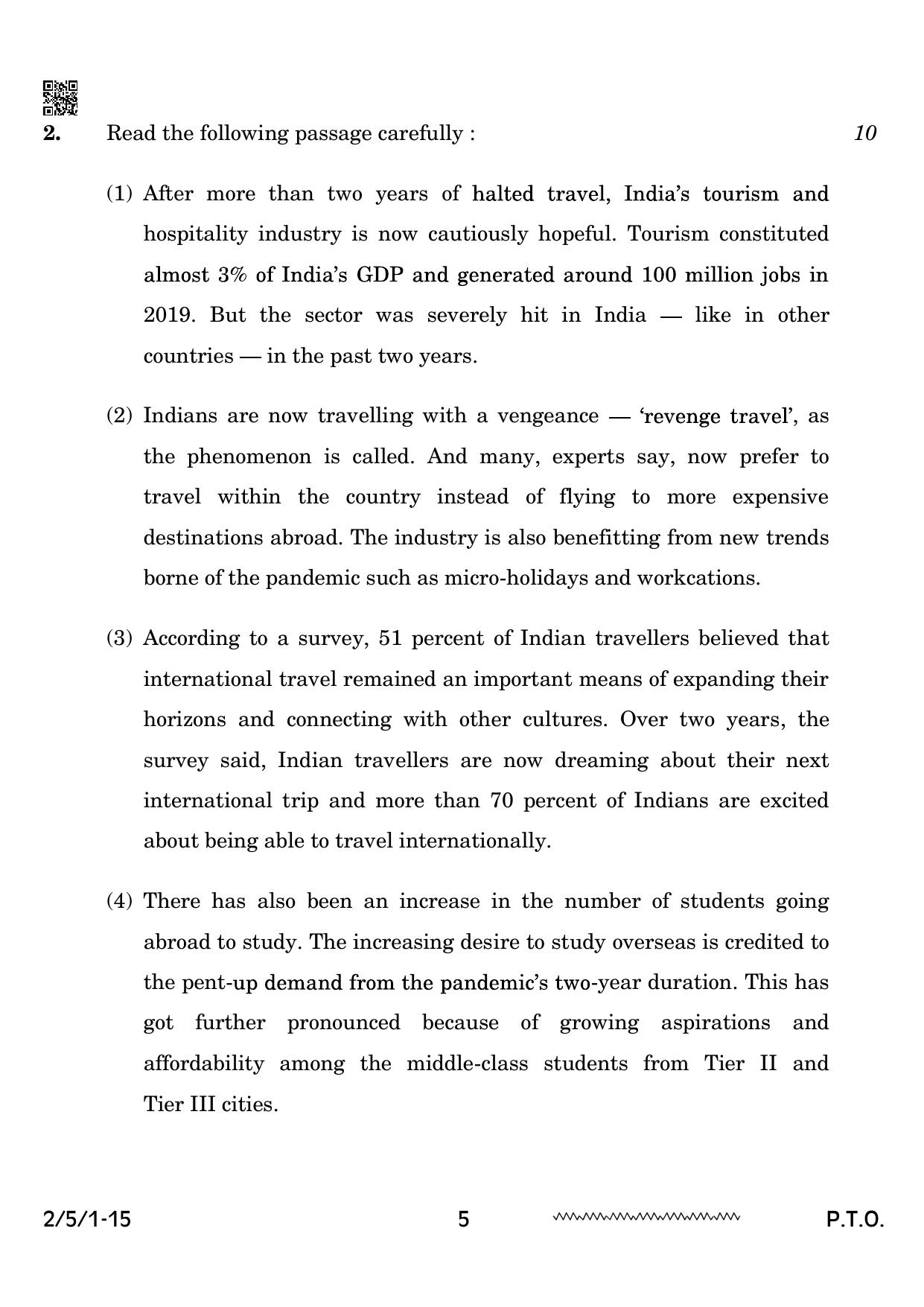 CBSE Class 10 2-5-1 English Literature 2024 Question Paper - Page 5