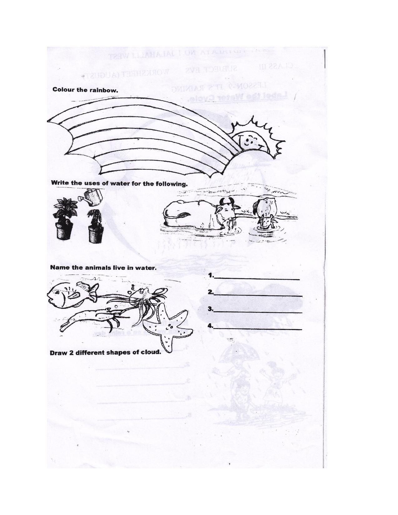 Worksheet for Class 3 EVS Assignment 24 Its Raining - Page 2