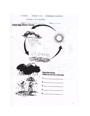 Worksheet for Class 3 EVS Assignment 24 Its Raining