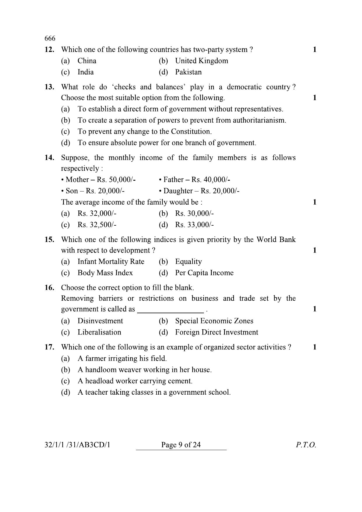 CBSE Class 10 32-1-1 Social Science 2024 Question Paper - Page 9