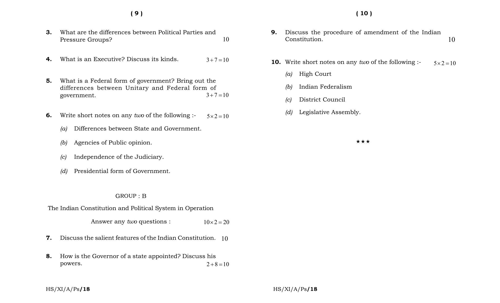 Meghalaya Board (MBOSE) Class 11 Political_Science 2018 Question Paper - Page 5
