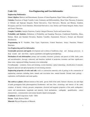 TS PGECET Geo-Engineering and Geo-Informatics Syllabus