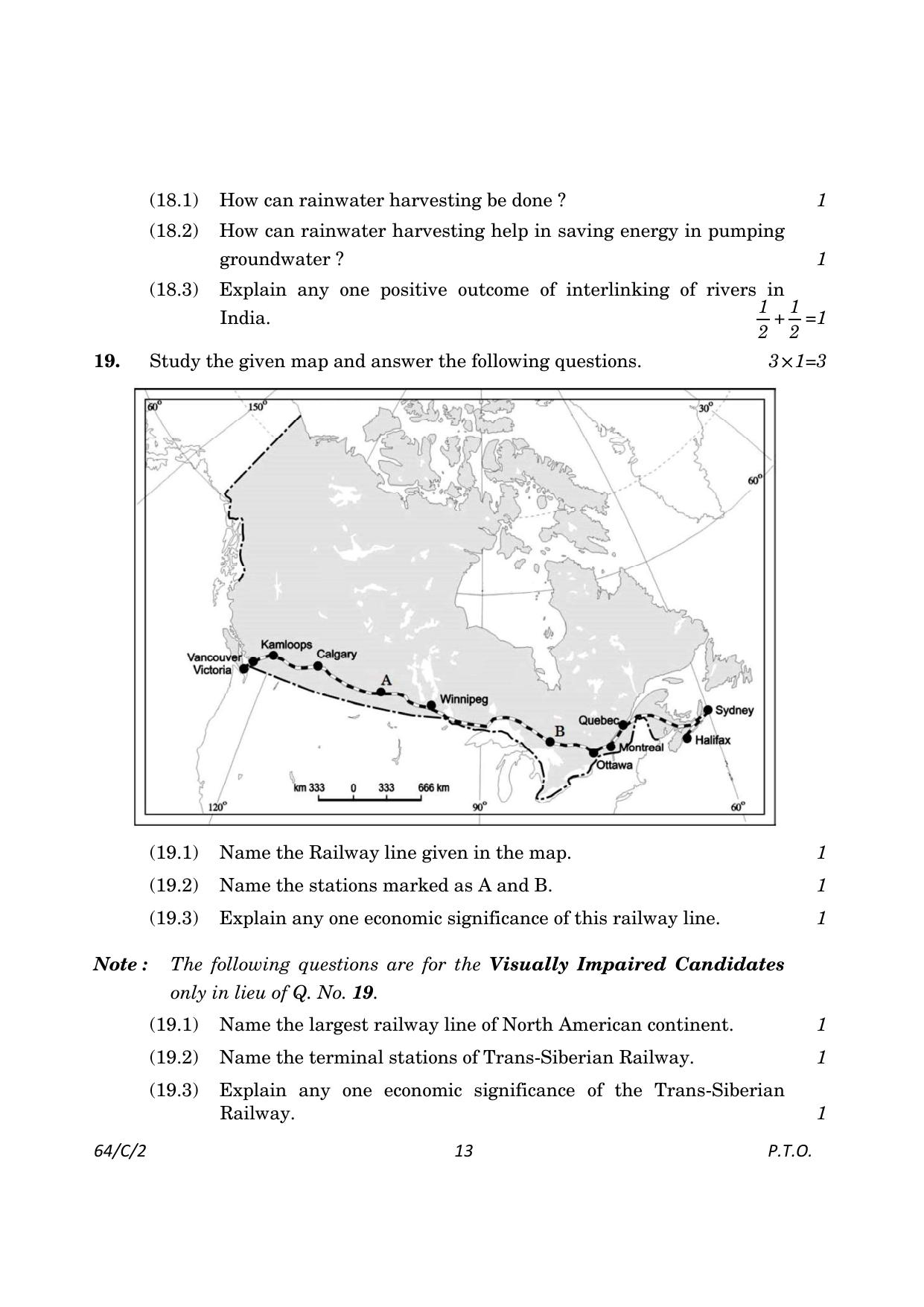 CBSE Class 12 64-2 Geography 2023 (Compartment) Question Paper - Page 13