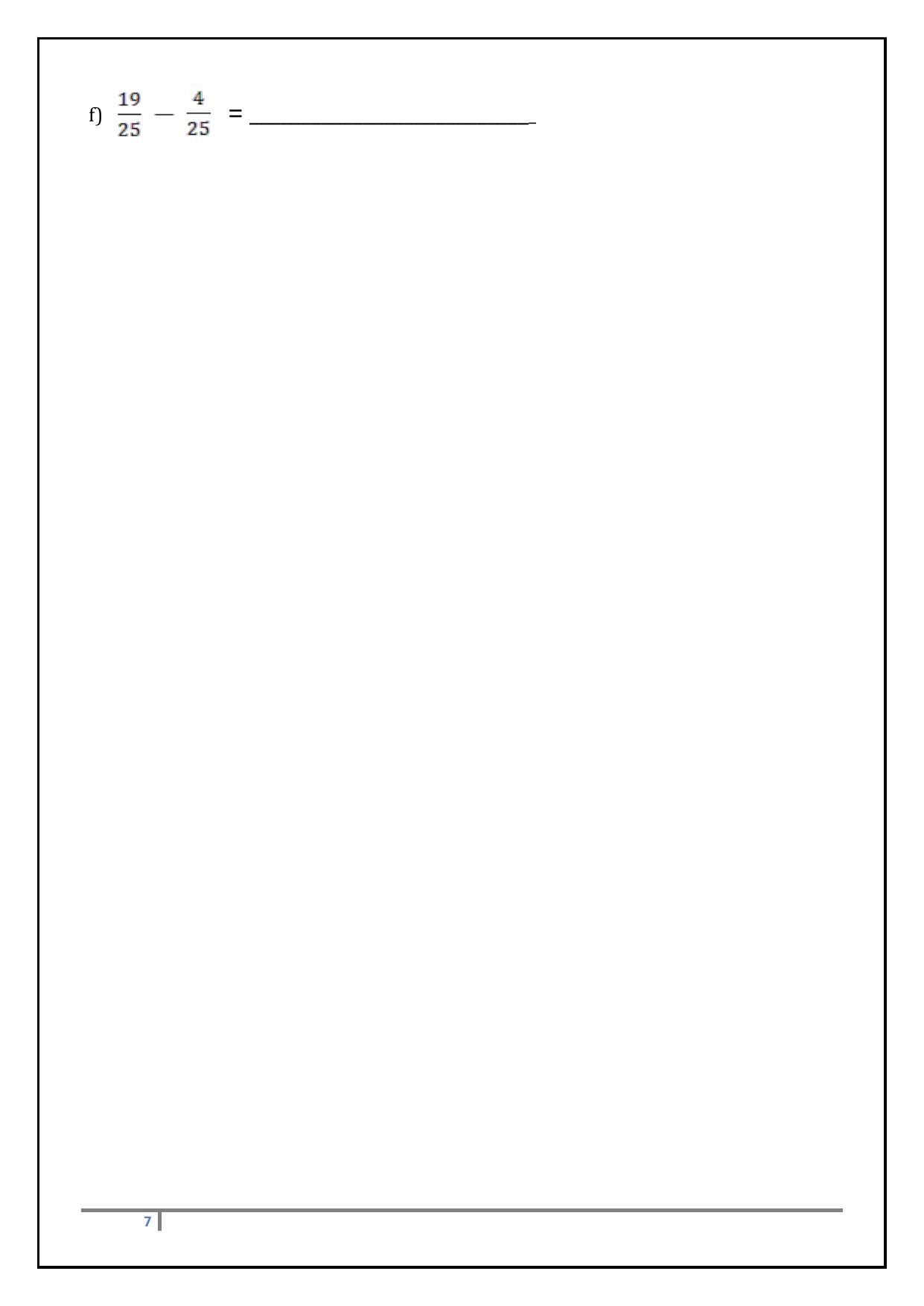 Worksheet for Class 3 Mathematics Fractions Assignment II - Page 7
