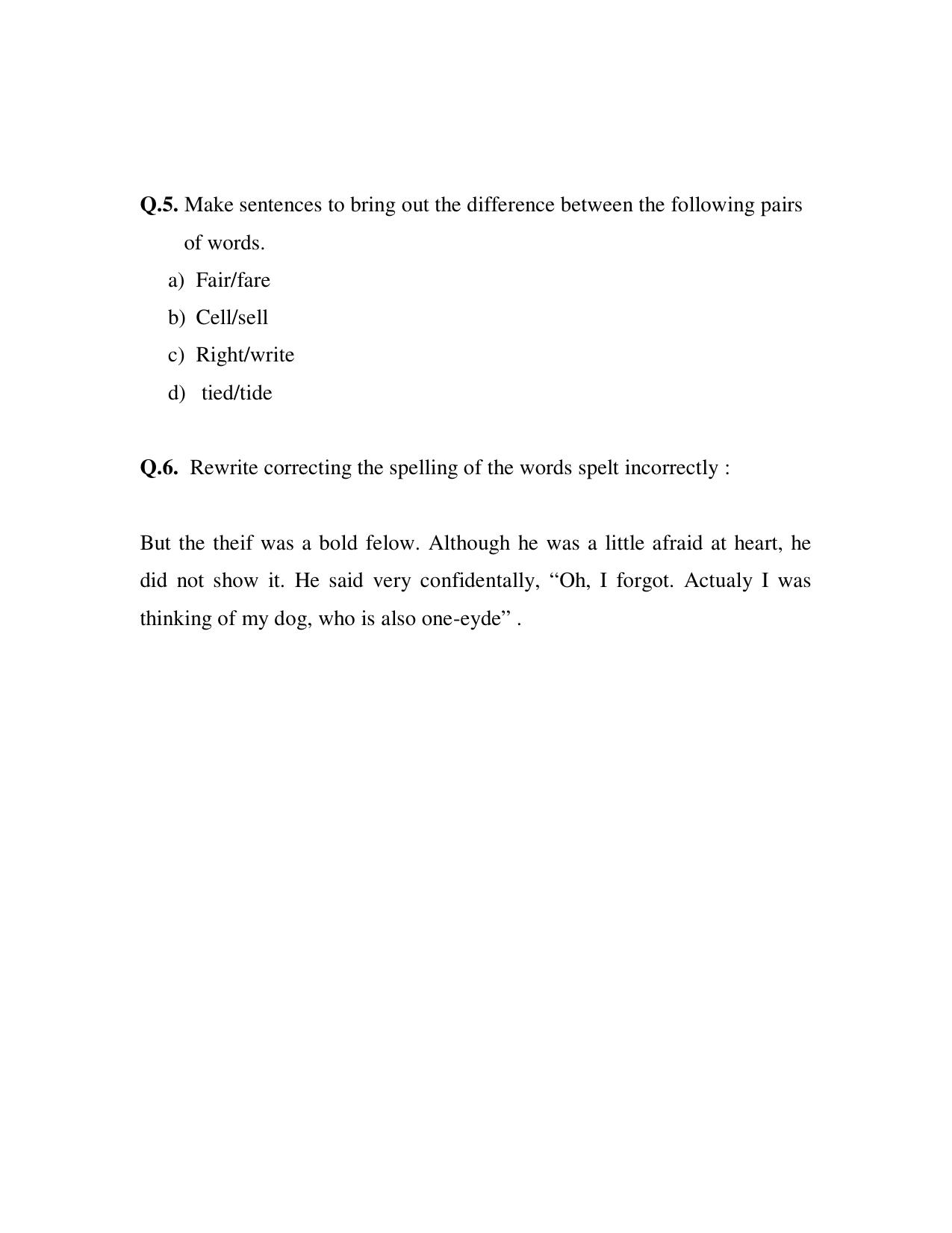 Worksheet for Class 4 English Assignment 5 - Page 2