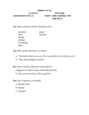 Worksheet for Class 4 English Assignment 5