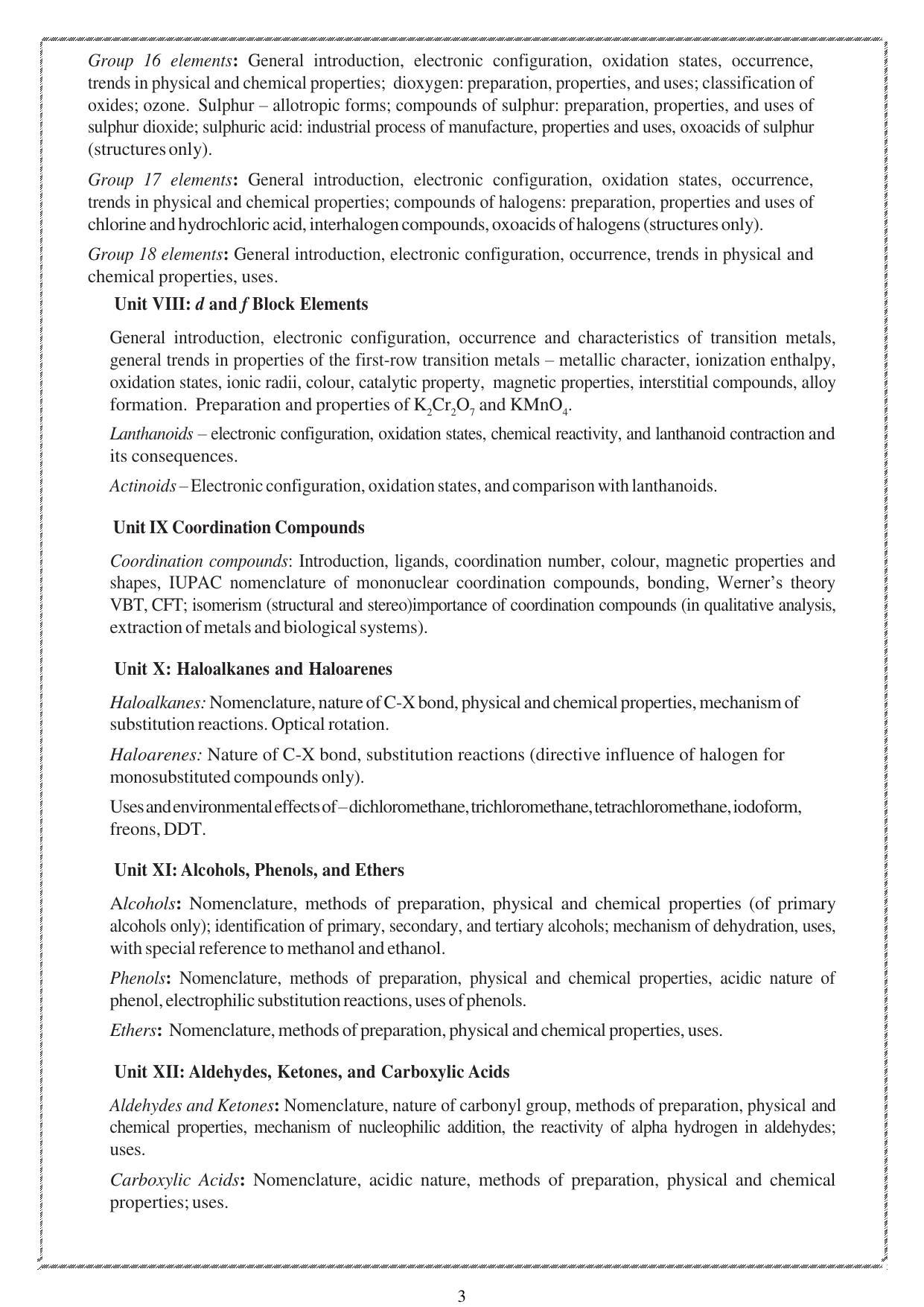 CUET Syllabus for Chemistry (English) - Page 3