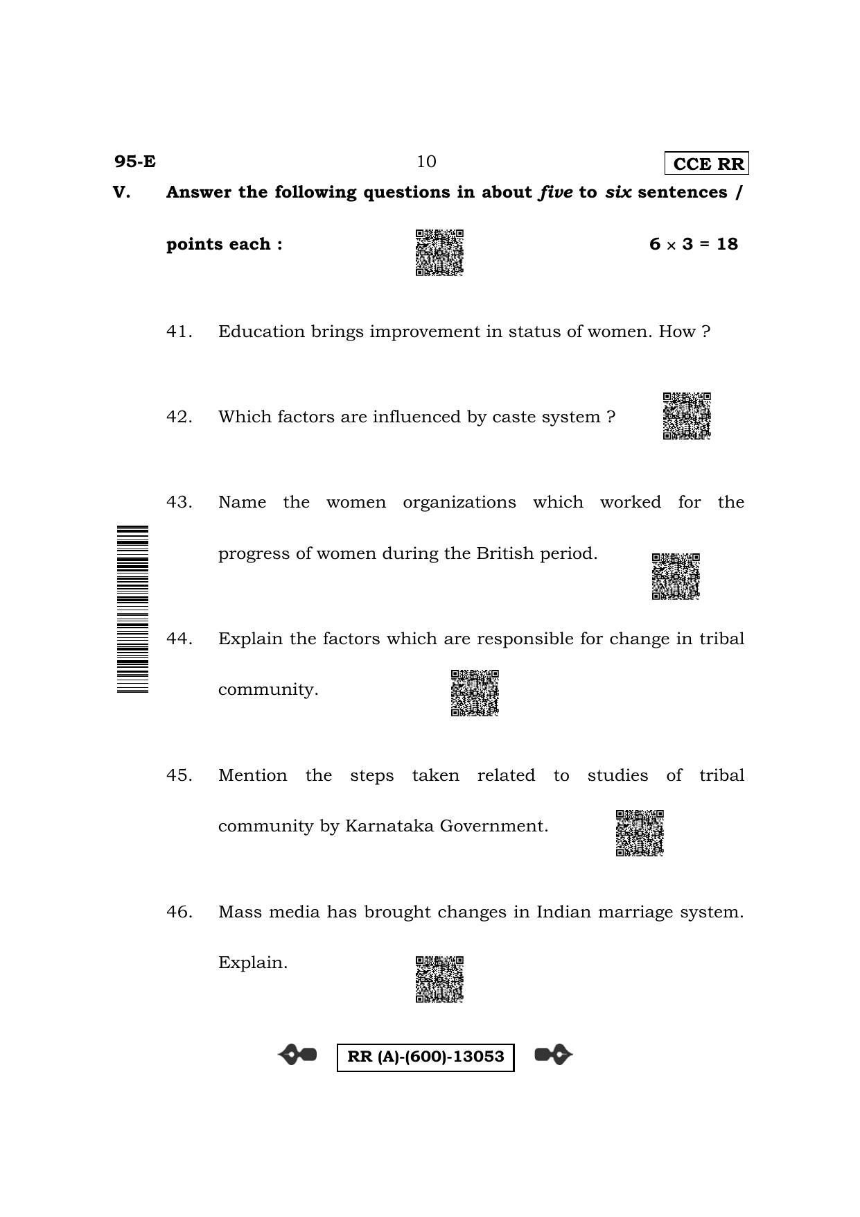 Karnataka SSLC Sociology-English Medium (Supplementary) Question Paper 2022 (A Version) - Page 10