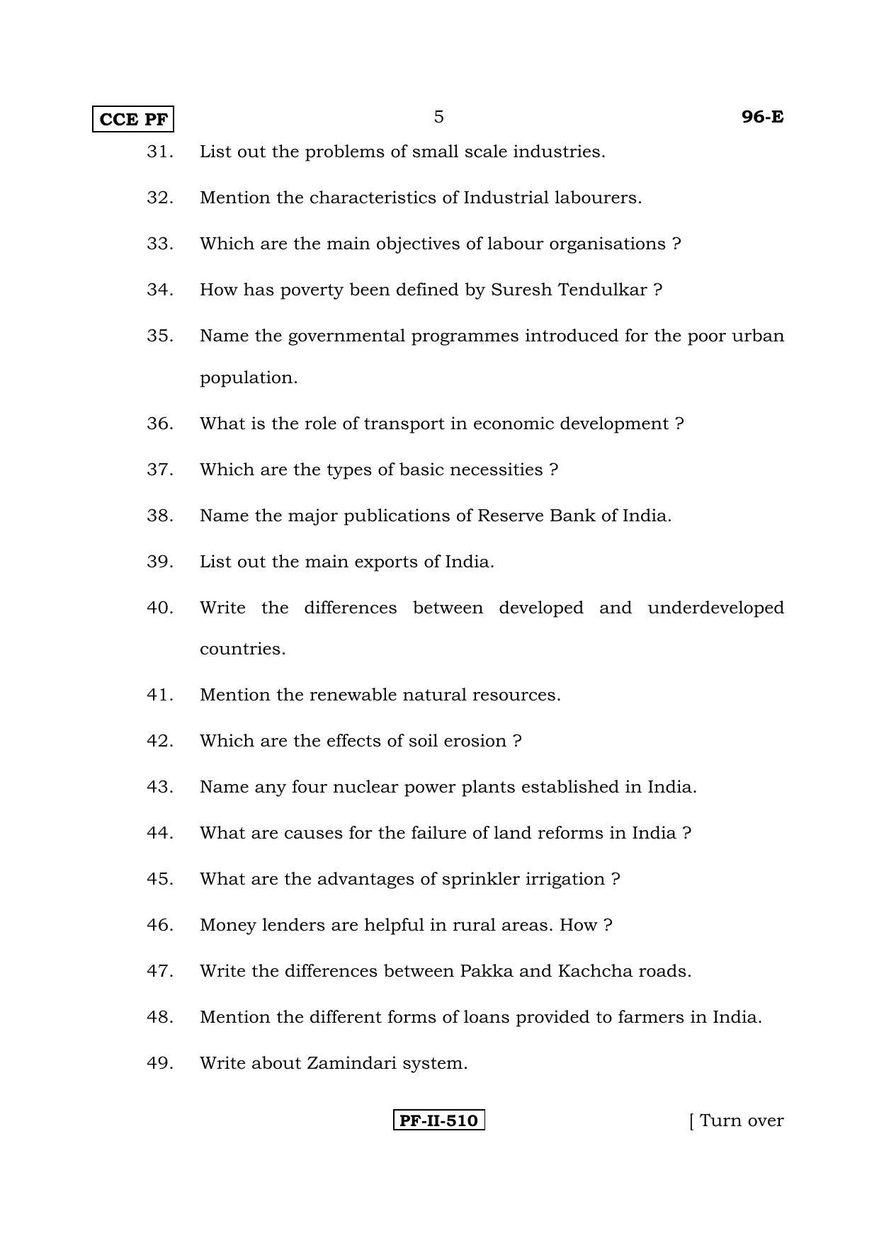 Karnataka SSLC ECONOMICS - ENGLISH (96-E CCE PF_sp3) April 2017 Question Paper - Page 5