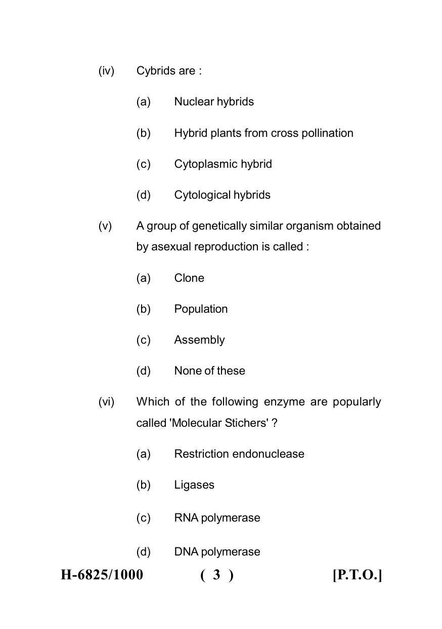 Sarguja University Question Paper July-2022 :  M.Sc. In Micro-Biology(Second Sem.) Plant And Animal Bio-Technology Paper 1 - Page 3