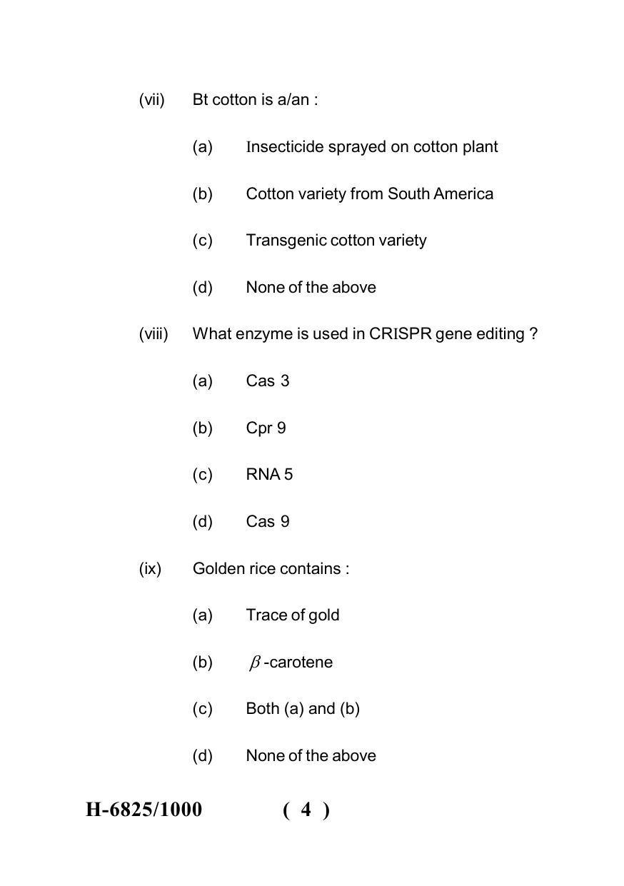 Sarguja University Question Paper July-2022 :  M.Sc. In Micro-Biology(Second Sem.) Plant And Animal Bio-Technology Paper 1 - Page 4