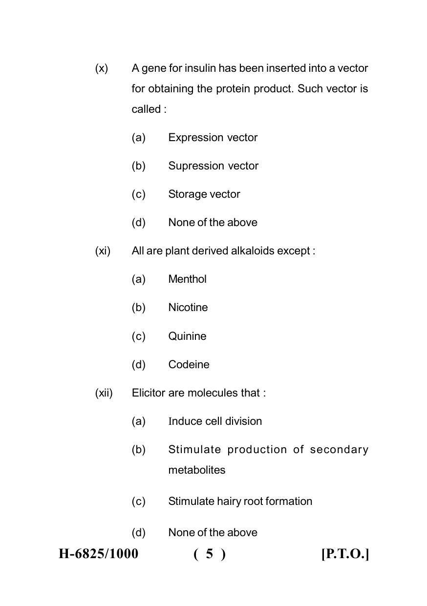 Sarguja University Question Paper July-2022 :  M.Sc. In Micro-Biology(Second Sem.) Plant And Animal Bio-Technology Paper 1 - Page 5