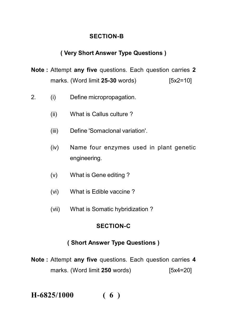 Sarguja University Question Paper July-2022 :  M.Sc. In Micro-Biology(Second Sem.) Plant And Animal Bio-Technology Paper 1 - Page 6