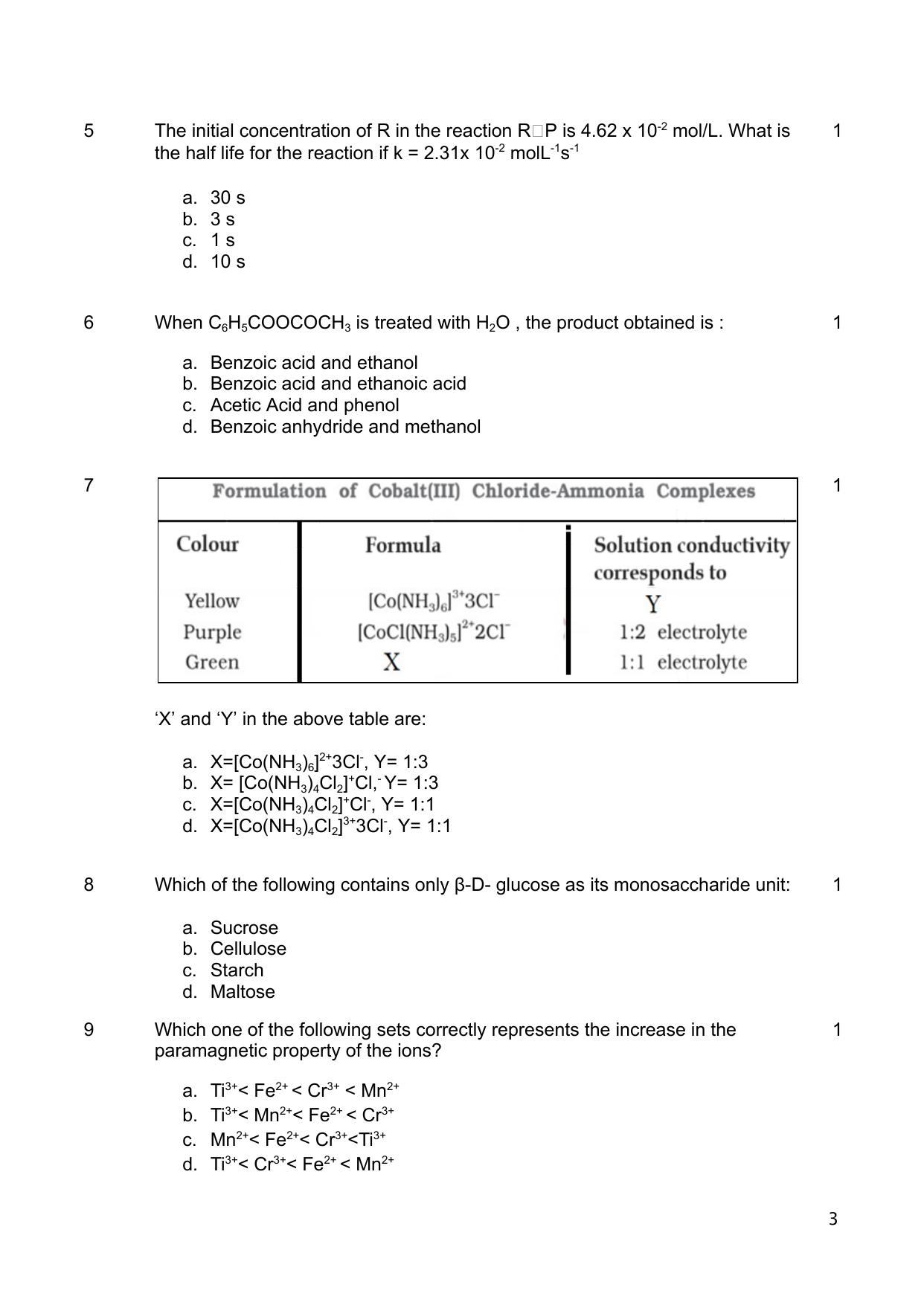 CBSE Class 12 Chemistry Sample Question Paper 2024-25 - Page 3