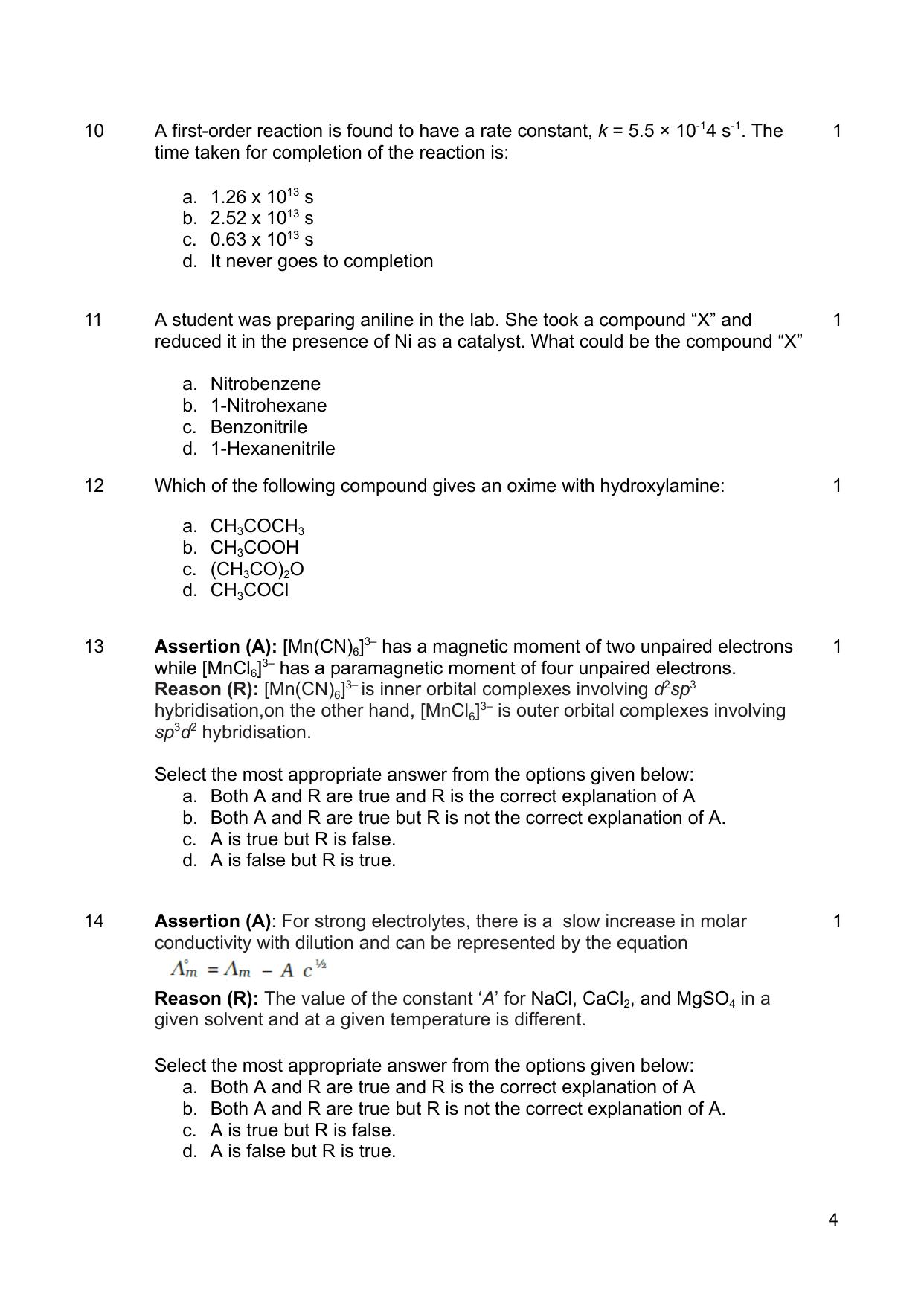 CBSE Class 12 Chemistry Sample Question Paper 2024-25 - Page 4