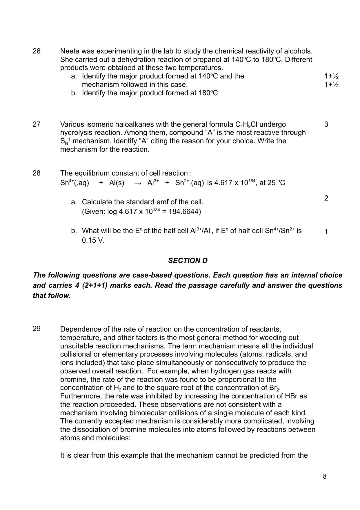 CBSE Class 12 Chemistry Sample Question Paper 2024-25 - Page 8