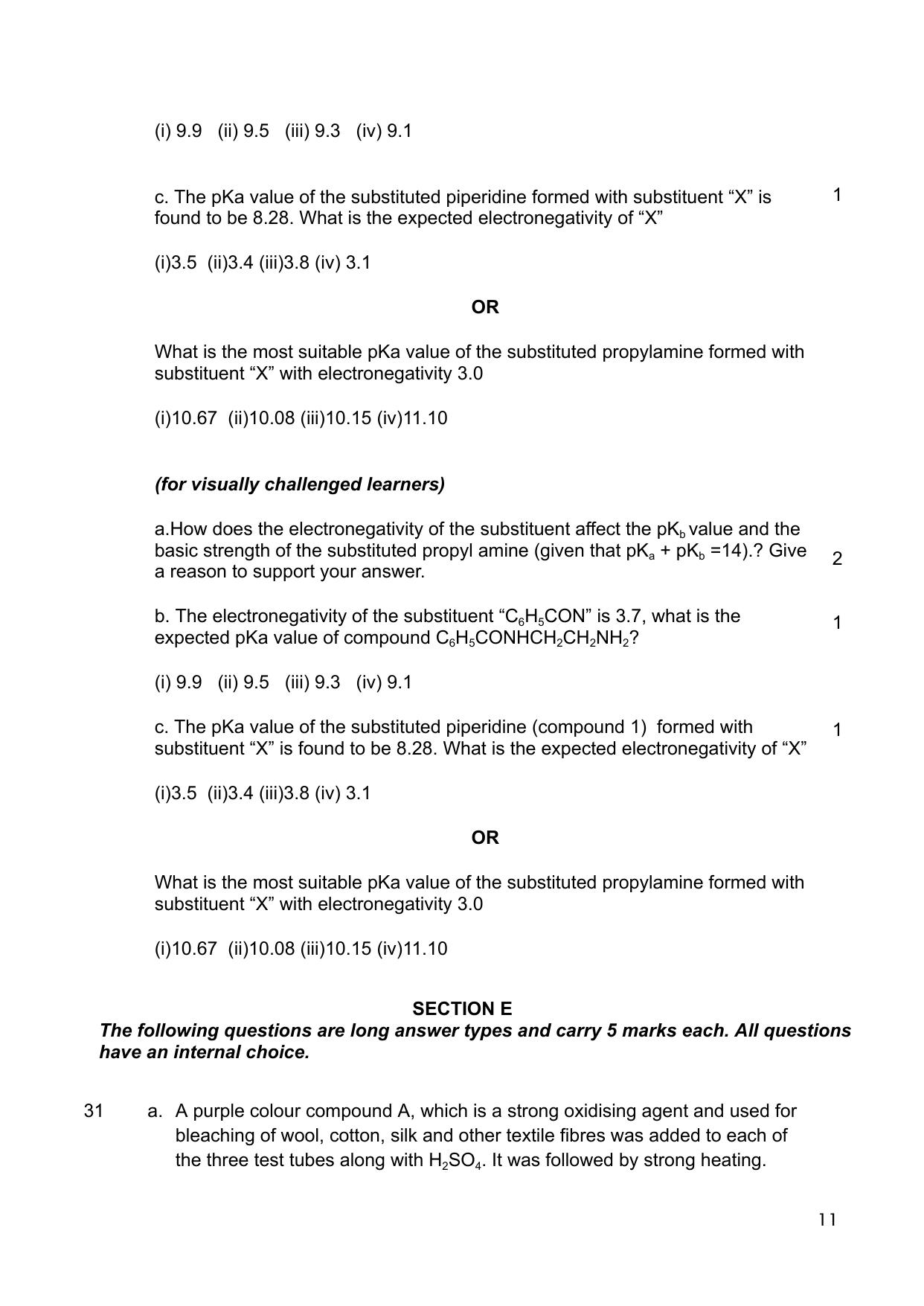 CBSE Class 12 Chemistry Sample Question Paper 2024-25 - Page 11